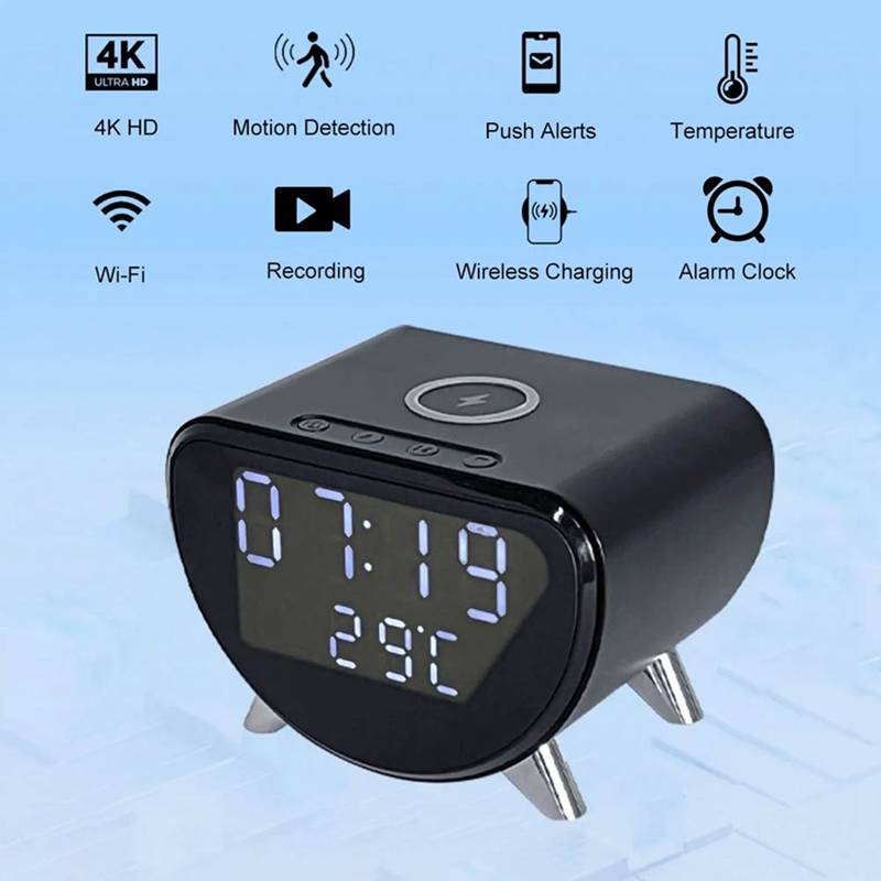 Multifunctional Alarm Clock Temperature Clock Wireless Charger LED Mobile Phone Three in One Wireless Charger-HGSW