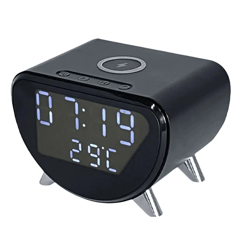 Multifunctional Alarm Clock Temperature Clock Wireless Charger LED Mobile Phone Three in One Wireless Charger-HGSW - Image 6