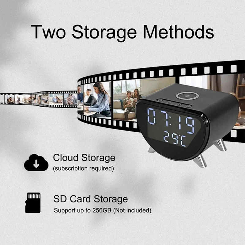 Multifunctional Alarm Clock Temperature Clock Wireless Charger LED Mobile Phone Three in One Wireless Charger-HGSW - Image 5