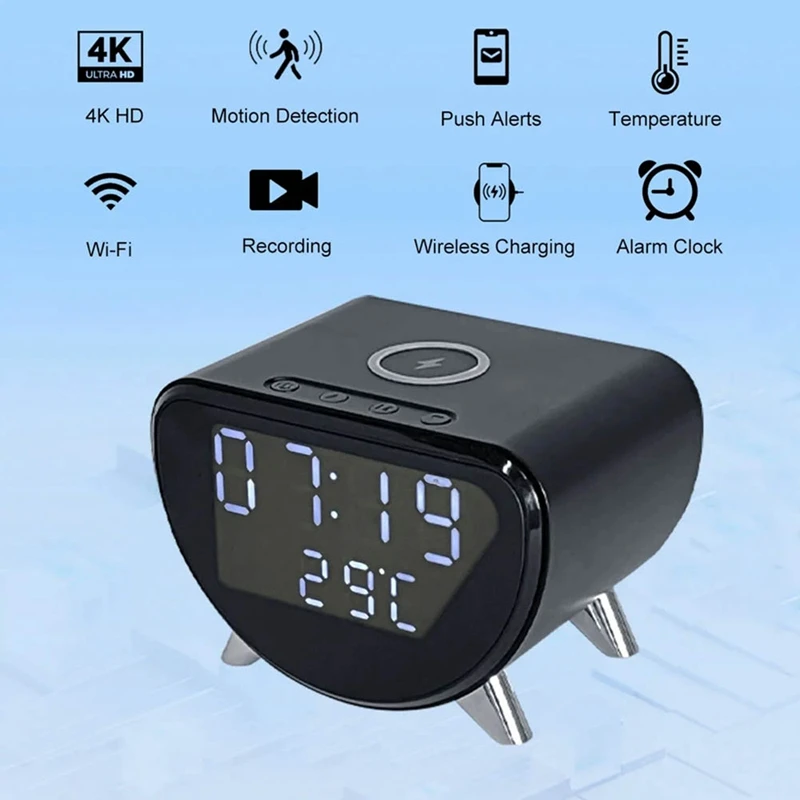 Multifunctional Alarm Clock Temperature Clock Wireless Charger LED Mobile Phone Three in One Wireless Charger-HGSW - Image 4