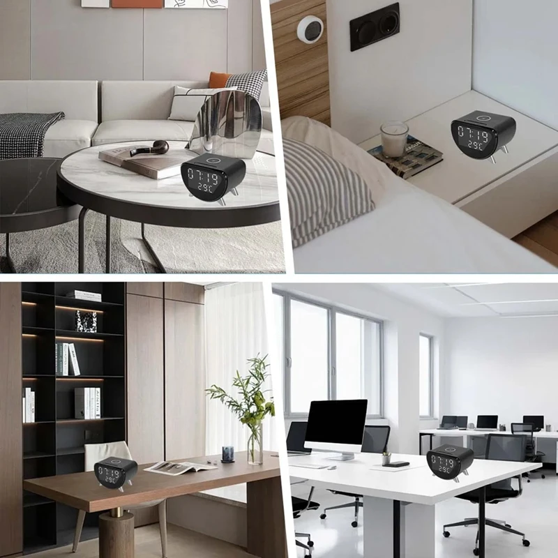 Multifunctional Alarm Clock Temperature Clock Wireless Charger LED Mobile Phone Three in One Wireless Charger-HGSW - Image 3