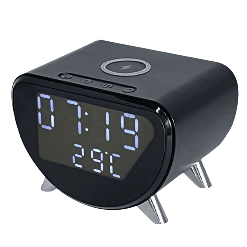 Multifunctional Alarm Clock Temperature Clock Wireless Charger LED Mobile Phone Three in One Wireless Charger-HGSW