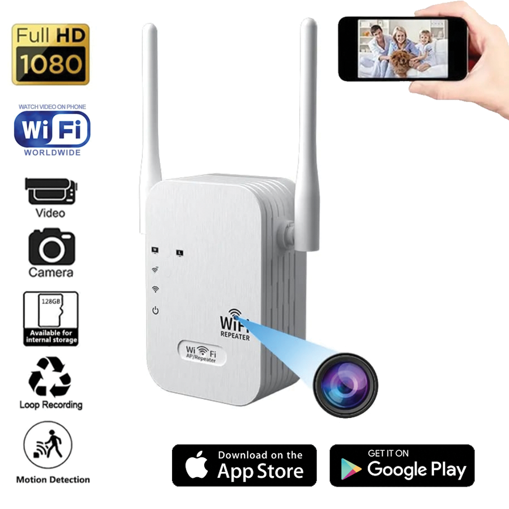 1080P UHD WiFi Hidden camera disguised as a Wi-Fi signal repeater