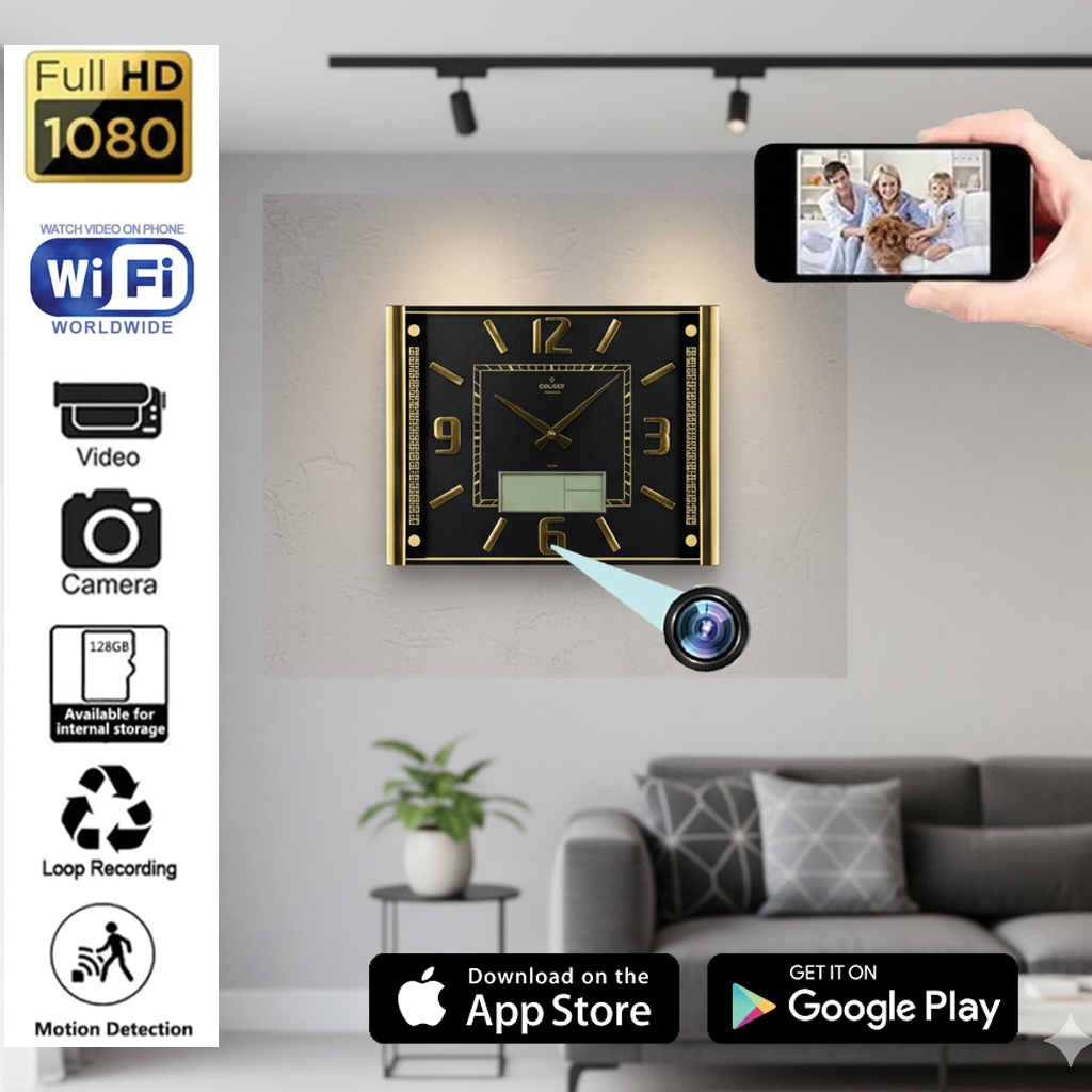 1080P UHD WiFi Hidden camera disguised as a wall clock