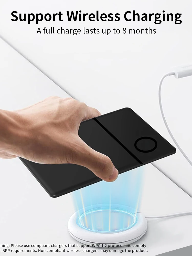 Wireless Rechargeable GPS Card Tracker Google Certified Android Locator for Xiaomi Pixel QR Code Anti Loss Billfold Smart Tag