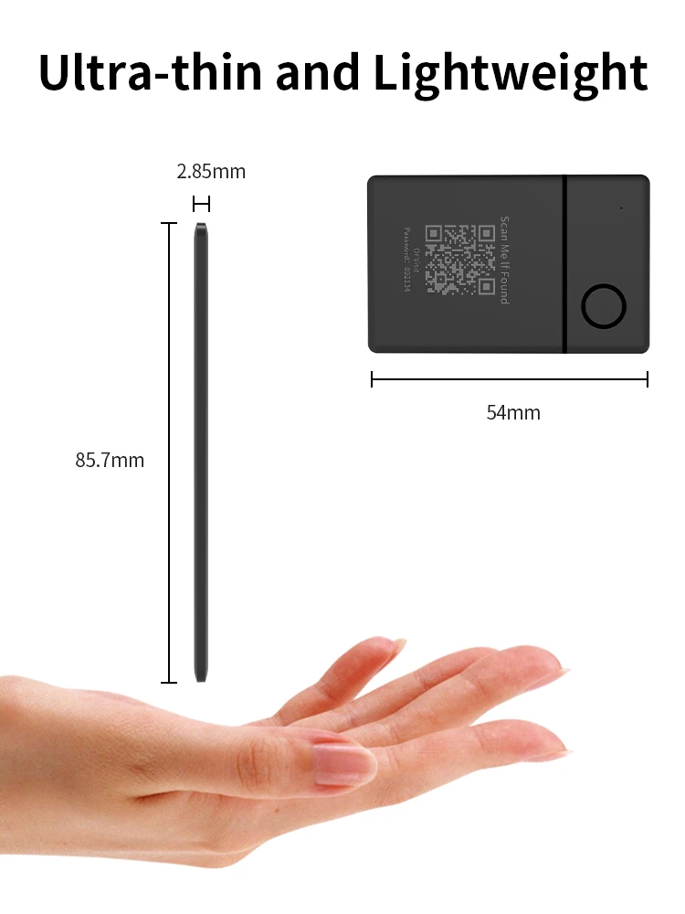 Wireless Rechargeable GPS Card Tracker Google Certified Android Locator for Xiaomi Pixel QR Code Anti Loss Billfold Smart Tag