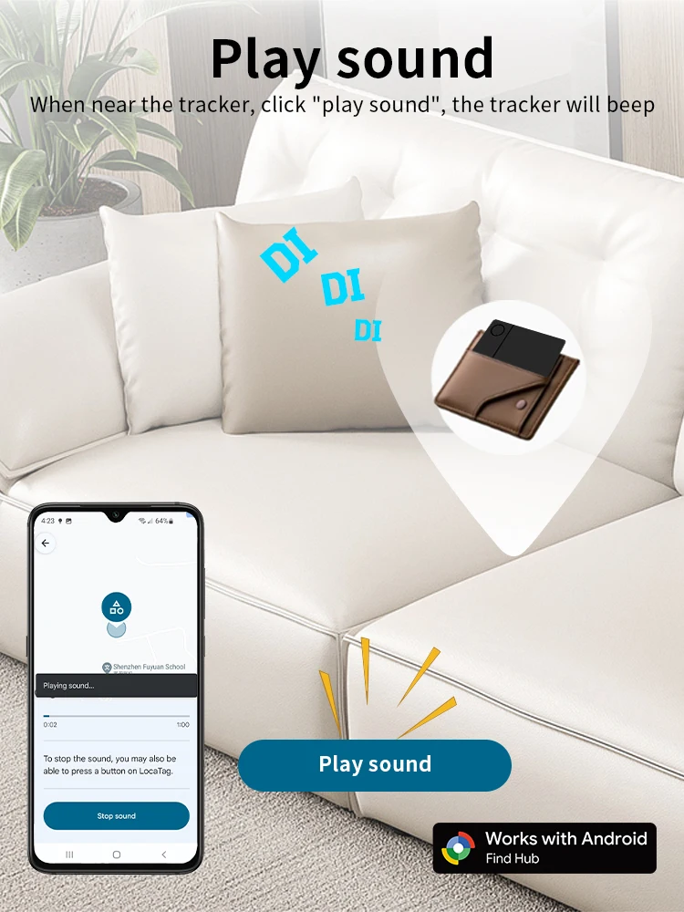 Wireless Rechargeable GPS Card Tracker Google Certified Android Locator for Xiaomi Pixel QR Code Anti Loss Billfold Smart Tag
