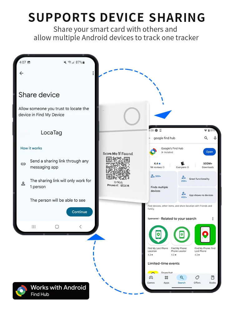 Wireless Rechargeable GPS Card Tracker Google Certified Android Locator for Xiaomi Pixel QR Code Anti Loss Billfold Smart Tag