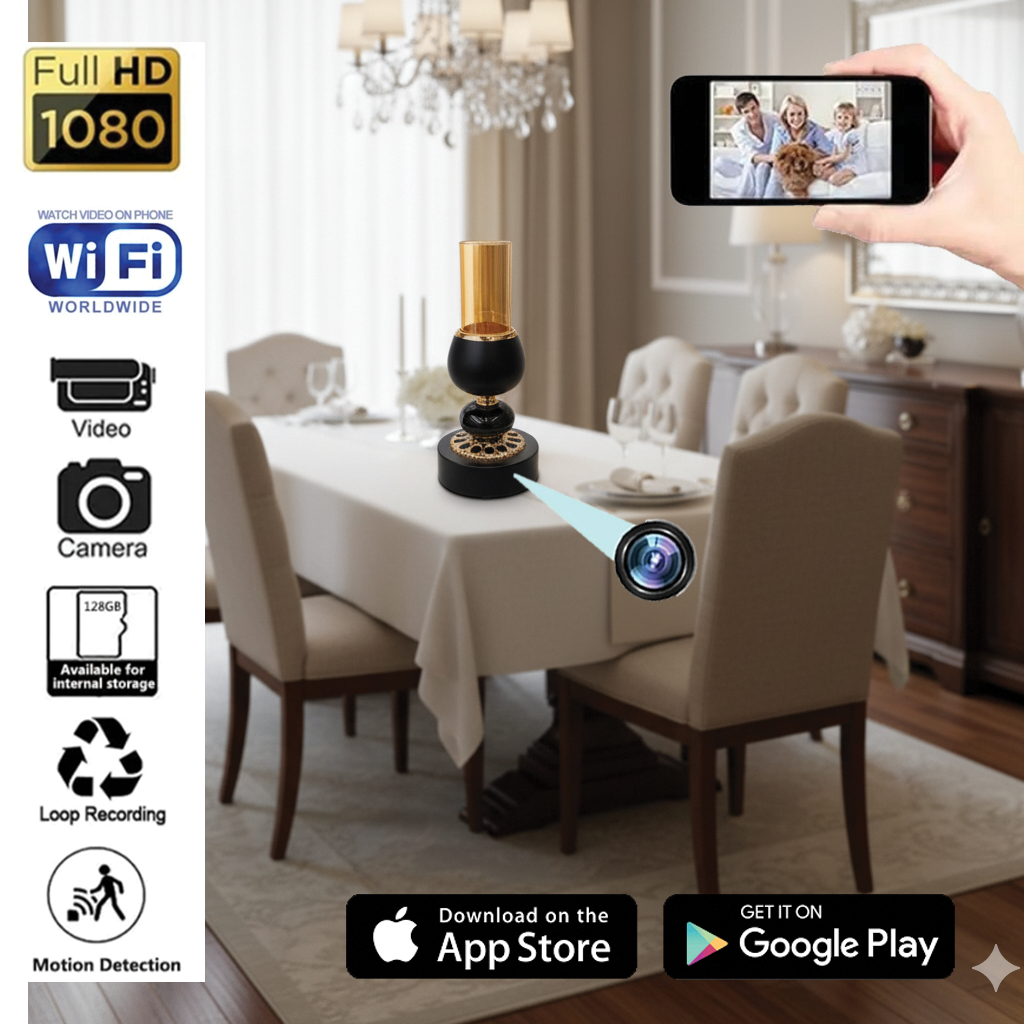 1080P UHD WiFi Hidden camera in the shape of a lampshade
