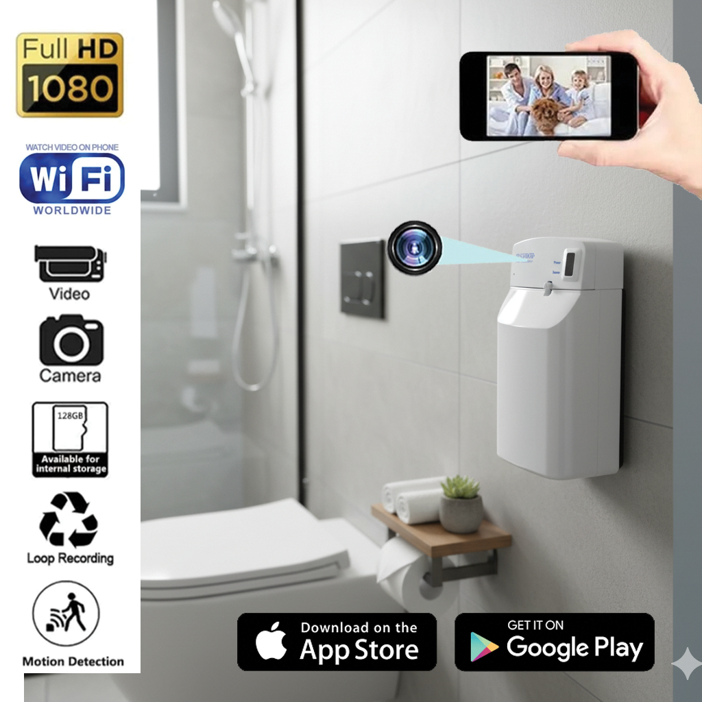 1080P UHD WiFi Hidden camera disguised as an air freshener for bathrooms or rooms in the house