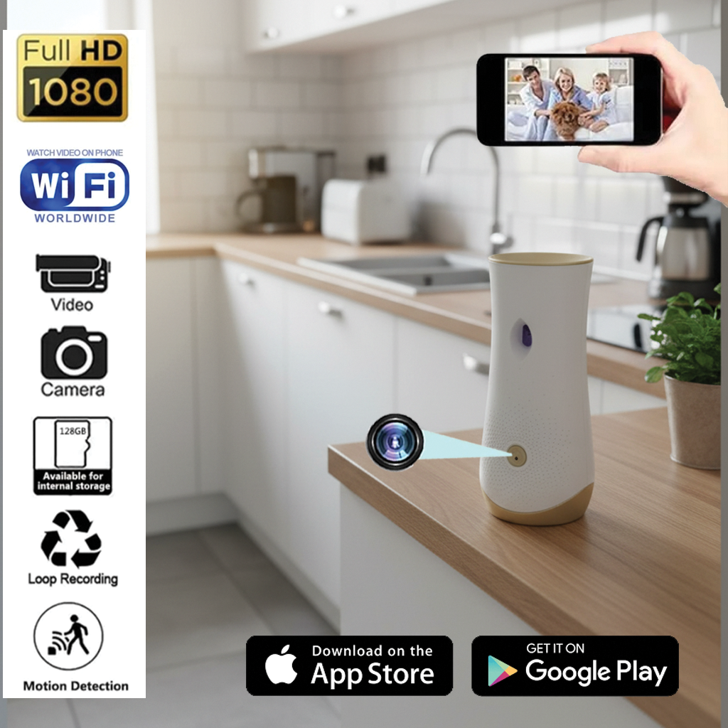 1080P UHD WiFi Hidden camera disguised as an air freshener for bathrooms or living rooms