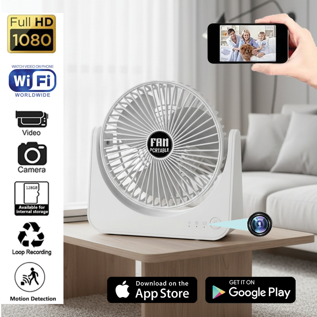 1080P UHD WiFi A small, stylish, fan-shaped hidden camera