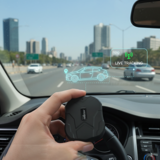 Car tracking device with listening capabilities that operates for one month continuously.