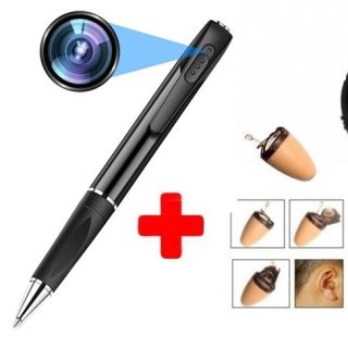 SPY SET - WiFi pen camera P2P live streaming with 1080P + Spy earpiece